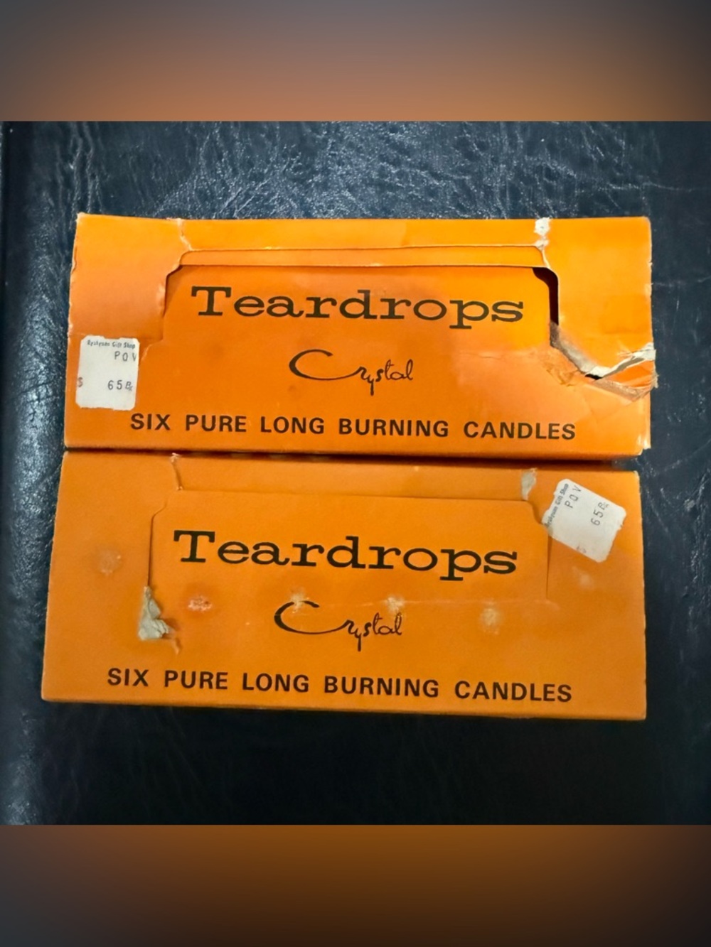 Lot of 2 VINTAGE Red CANDLES SET 6 TEARDROPS Crystal Long Burning